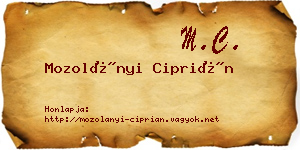 Mozolányi Ciprián névjegykártya